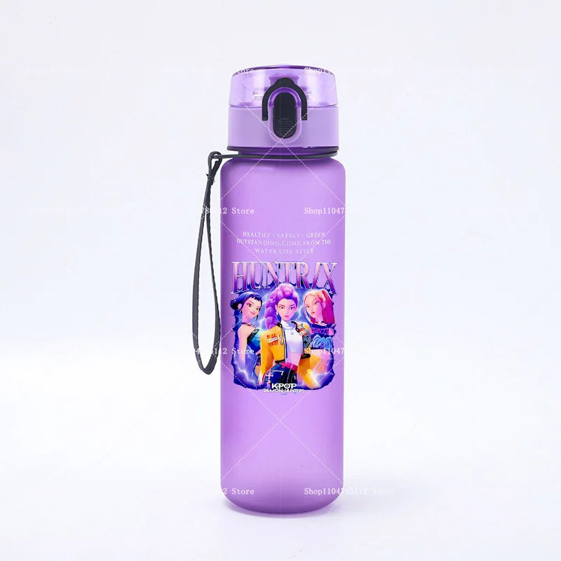 650ML KPop Demon Hunters Water Cup Boys Girl Portable Drop-proof Outdoor Fitness Jug Trend Simple Frosted Sports Water Cups Gift