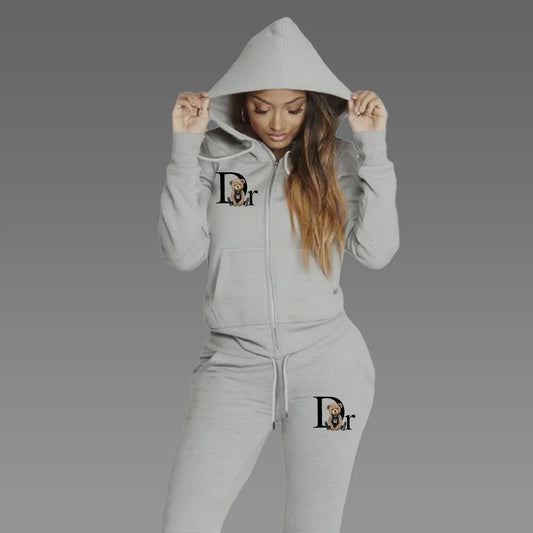 2025 Women Sets Zipper Cardigan Hoodie Sweatpant 2-piece Designer Clothes Fashion Jogging Clothing Chandals Famale Sports Suit