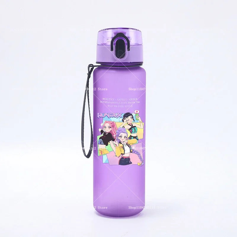 650ML KPop Demon Hunters Water Cup Boys Girl Portable Drop-proof Outdoor Fitness Jug Trend Simple Frosted Sports Water Cups Gift