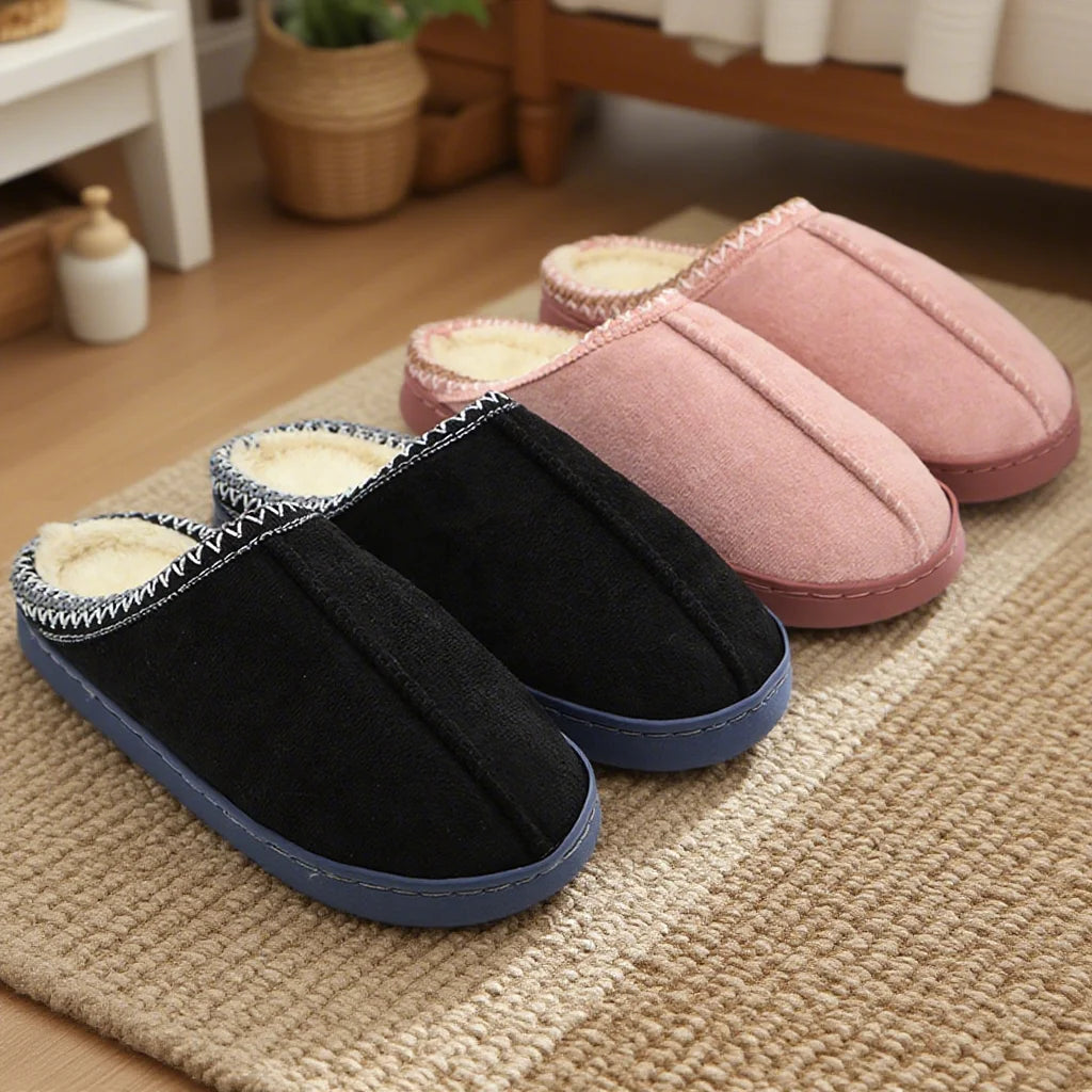 Cotton Slippers for Autumn and Winter Indoor Thick-Soled Non-Slip Couple Warm Fleece-Lined Soft Sole