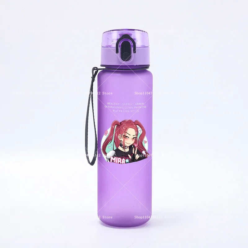 650ML KPop Demon Hunters Water Cup Boys Girl Portable Drop-proof Outdoor Fitness Jug Trend Simple Frosted Sports Water Cups Gift