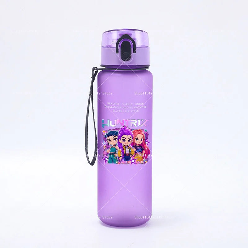 650ML KPop Demon Hunters Water Cup Boys Girl Portable Drop-proof Outdoor Fitness Jug Trend Simple Frosted Sports Water Cups Gift