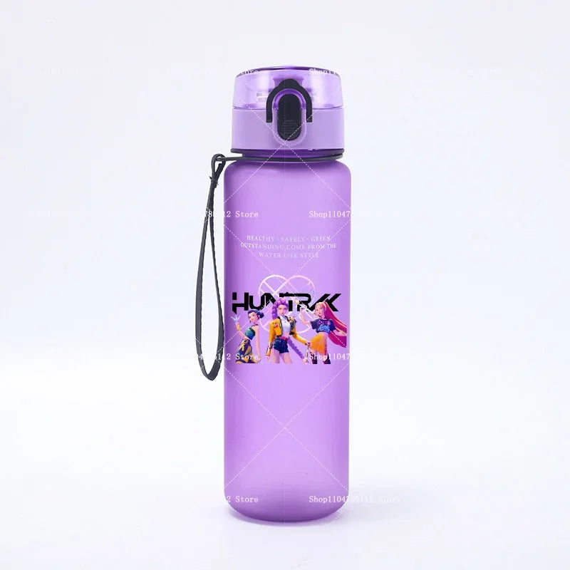 650ML KPop Demon Hunters Water Cup Boys Girl Portable Drop-proof Outdoor Fitness Jug Trend Simple Frosted Sports Water Cups Gift