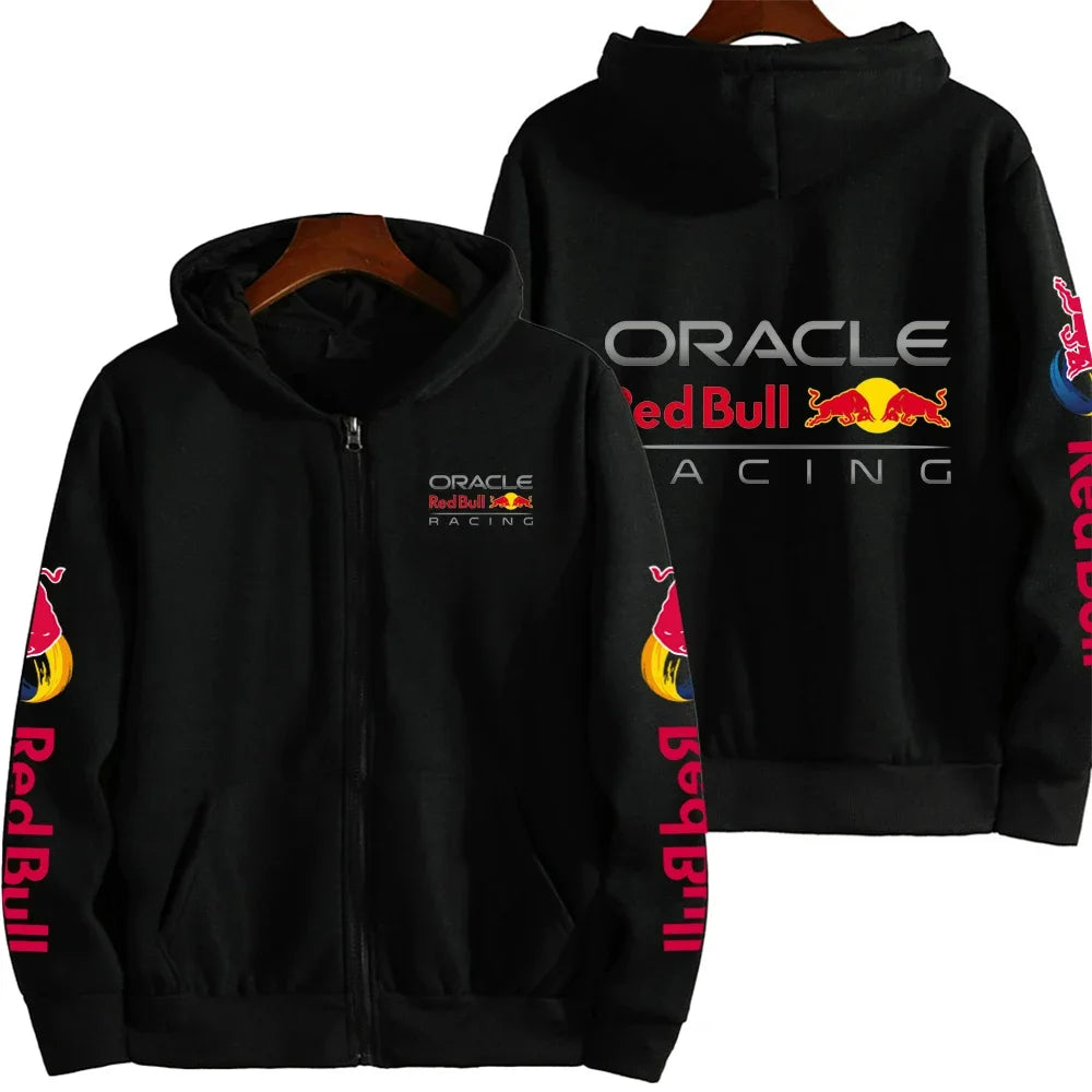 Luxury Brand Red Bull Couple Zipper Hooded Sweatshirt Men's Autumn and Winter Jacket Hoodie Outdoor Racing Extreme Sportswear
