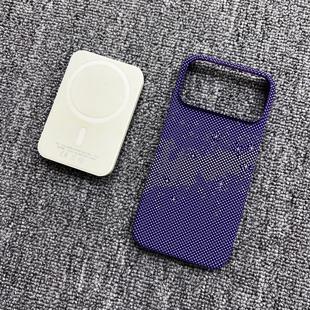 Half Border Carbon Fiber Kevlar Magsafe Magnetic Phone Case For iPhone 17 Air 16 15 14 13 12 Plus Pro Max Fashion Texture Cover