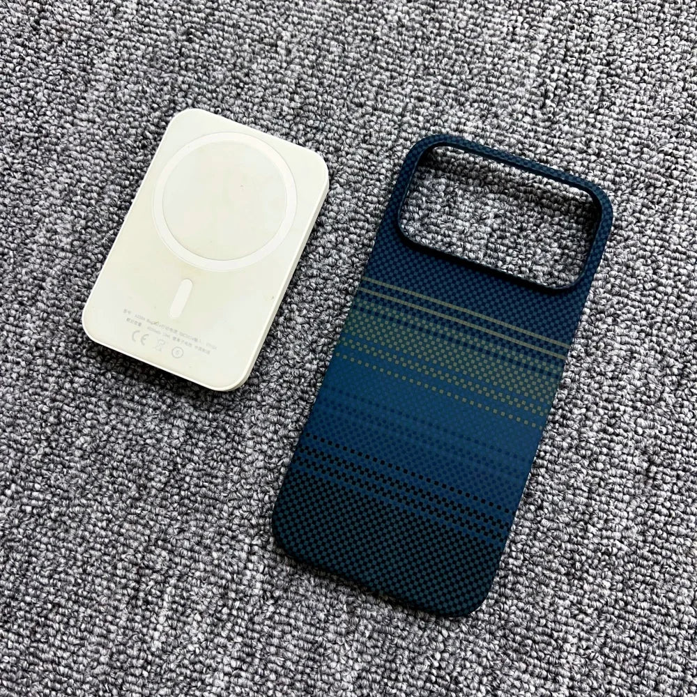 Half Border Carbon Fiber Kevlar Magsafe Magnetic Phone Case For iPhone 17 Air 16 15 14 13 12 Plus Pro Max Fashion Texture Cover
