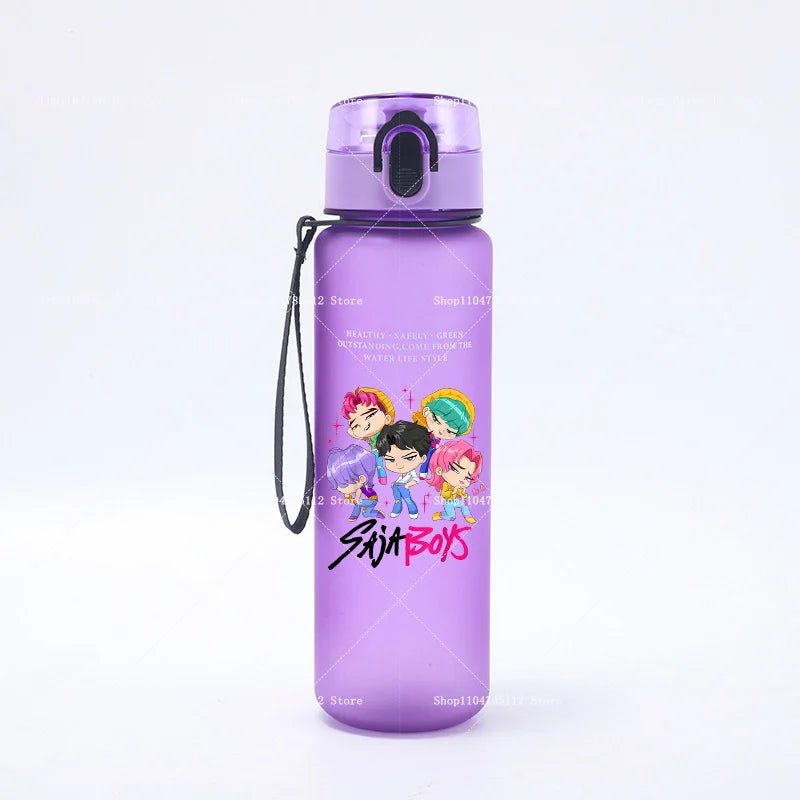 650ML KPop Demon Hunters Water Cup Boys Girl Portable Drop-proof Outdoor Fitness Jug Trend Simple Frosted Sports Water Cups Gift