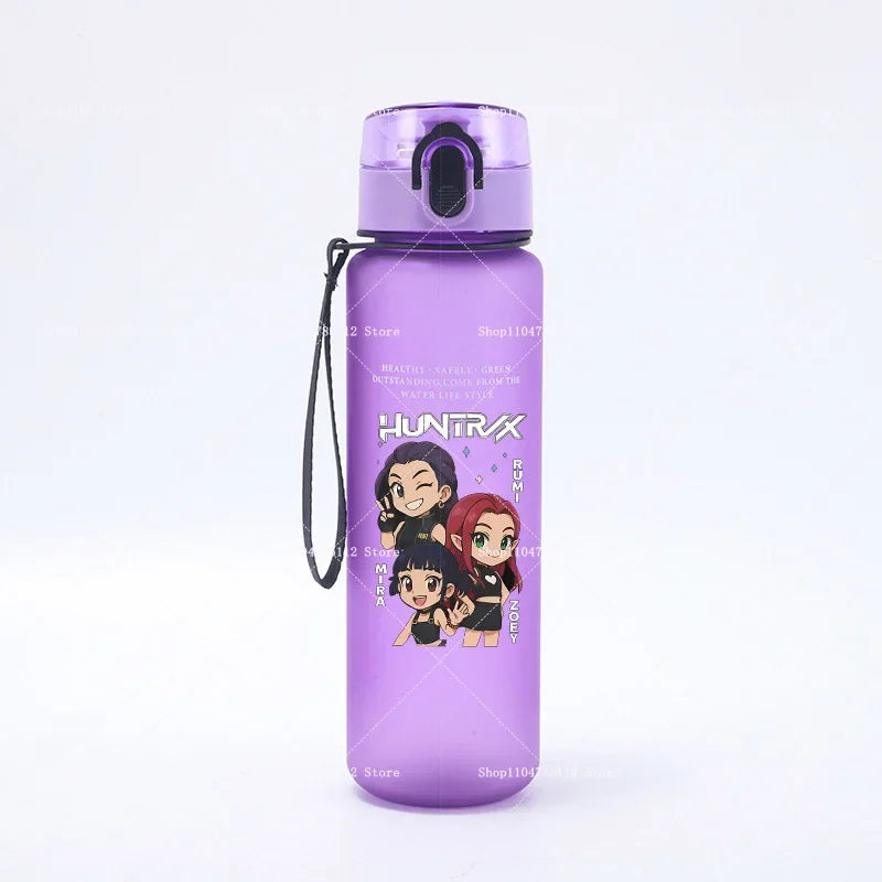 650ML KPop Demon Hunters Water Cup Boys Girl Portable Drop-proof Outdoor Fitness Jug Trend Simple Frosted Sports Water Cups Gift