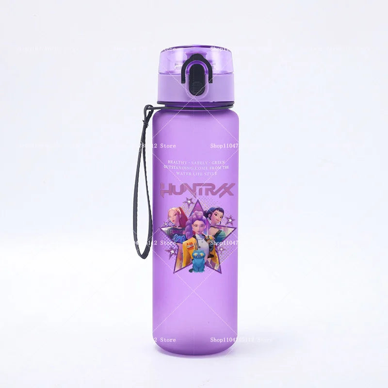 650ML KPop Demon Hunters Water Cup Boys Girl Portable Drop-proof Outdoor Fitness Jug Trend Simple Frosted Sports Water Cups Gift