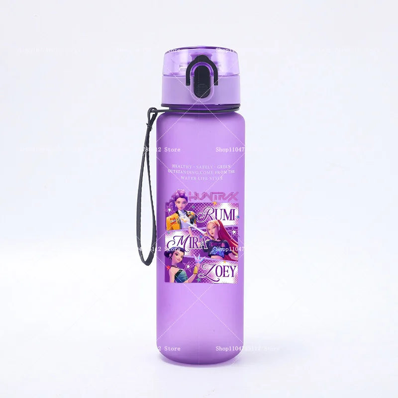 650ML KPop Demon Hunters Water Cup Boys Girl Portable Drop-proof Outdoor Fitness Jug Trend Simple Frosted Sports Water Cups Gift