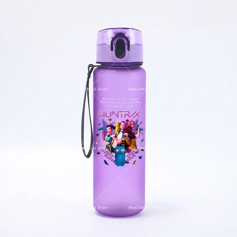 650ML KPop Demon Hunters Water Cup Boys Girl Portable Drop-proof Outdoor Fitness Jug Trend Simple Frosted Sports Water Cups Gift