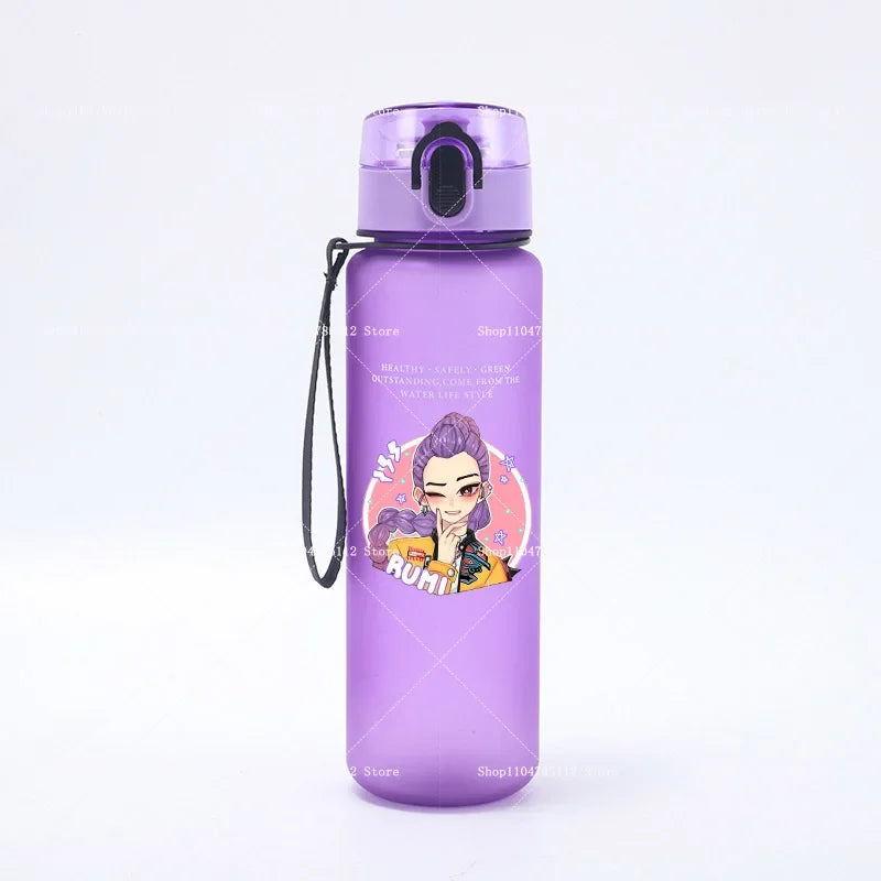 650ML KPop Demon Hunters Water Cup Boys Girl Portable Drop-proof Outdoor Fitness Jug Trend Simple Frosted Sports Water Cups Gift