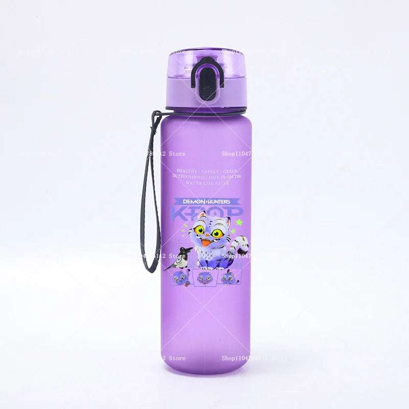 650ML KPop Demon Hunters Water Cup Boys Girl Portable Drop-proof Outdoor Fitness Jug Trend Simple Frosted Sports Water Cups Gift