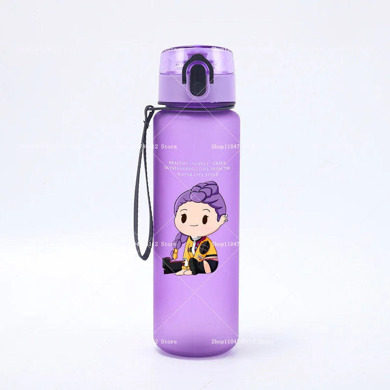 650ML KPop Demon Hunters Water Cup Boys Girl Portable Drop-proof Outdoor Fitness Jug Trend Simple Frosted Sports Water Cups Gift