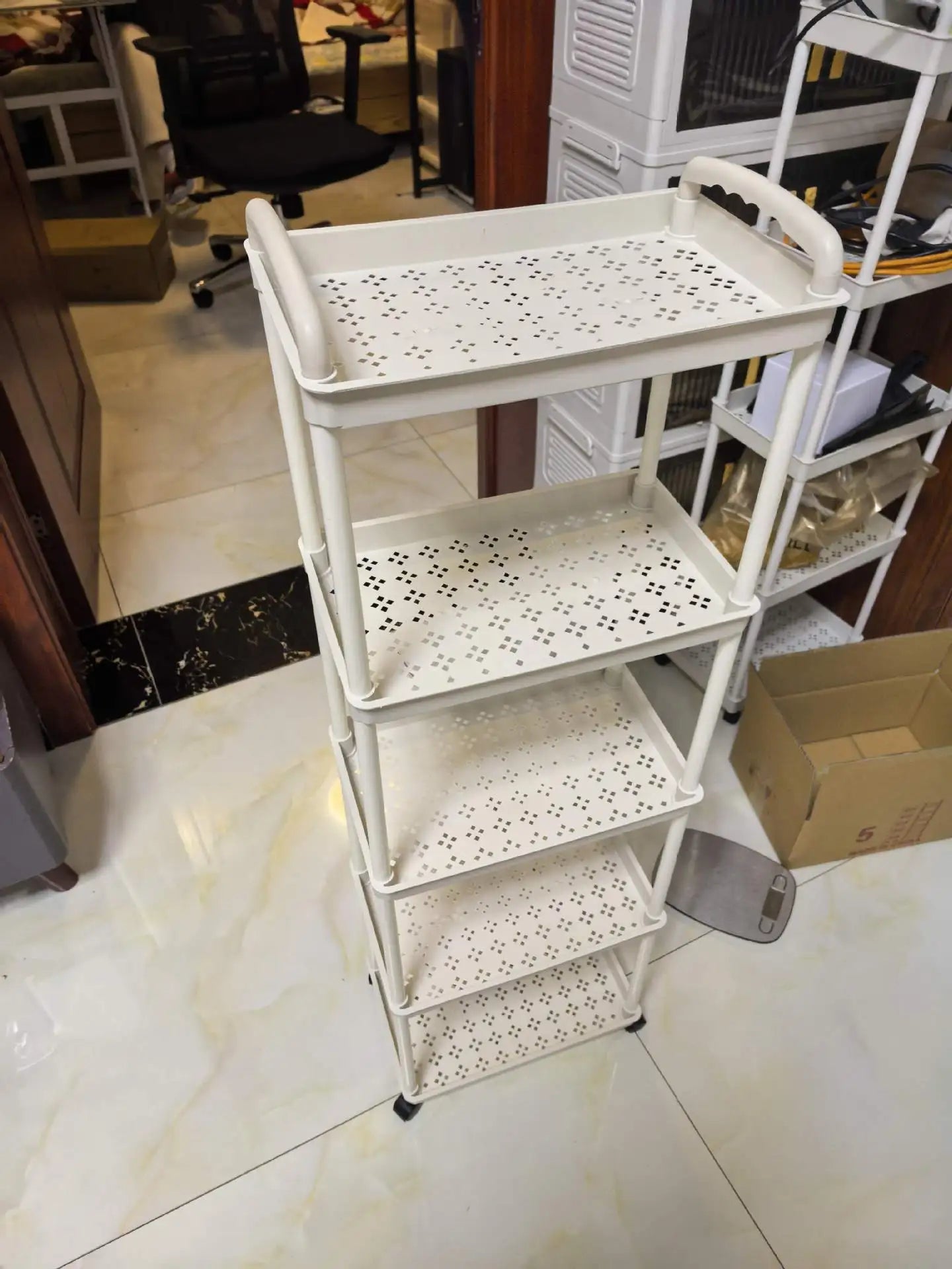 Trolley Storage Rack, Kitchen and Bedroom Floor Four-layer Snack Rack, Household Mobile Baby Products Storage Rack