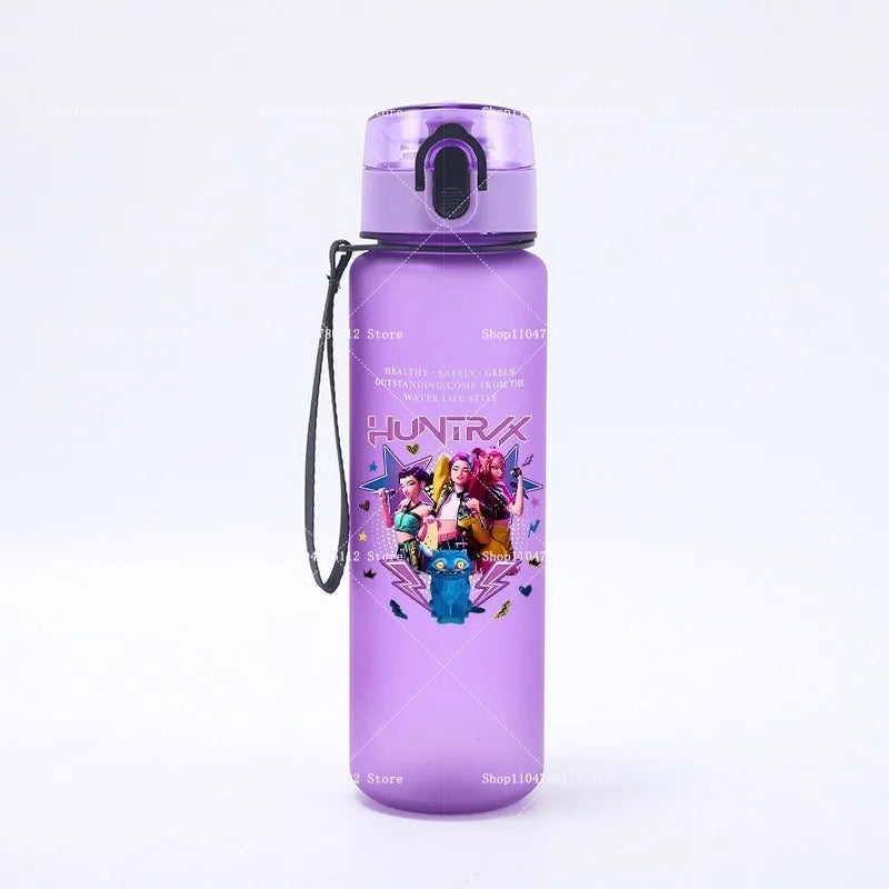 650ML KPop Demon Hunters Water Cup Boys Girl Portable Drop-proof Outdoor Fitness Jug Trend Simple Frosted Sports Water Cups Gift