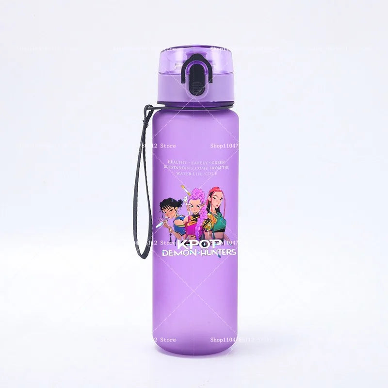 650ML KPop Demon Hunters Water Cup Boys Girl Portable Drop-proof Outdoor Fitness Jug Trend Simple Frosted Sports Water Cups Gift