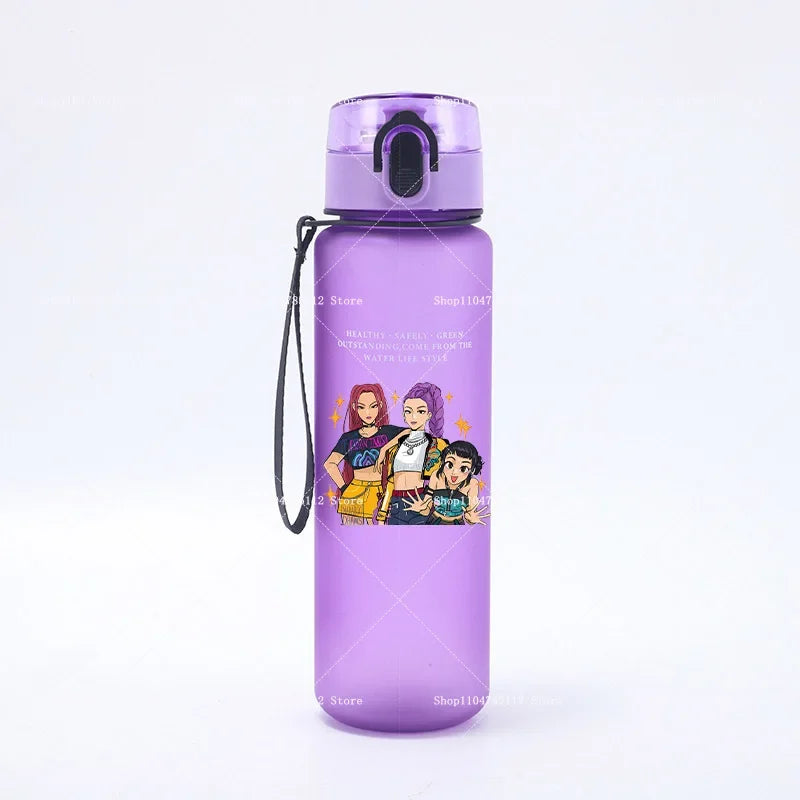 650ML KPop Demon Hunters Water Cup Boys Girl Portable Drop-proof Outdoor Fitness Jug Trend Simple Frosted Sports Water Cups Gift