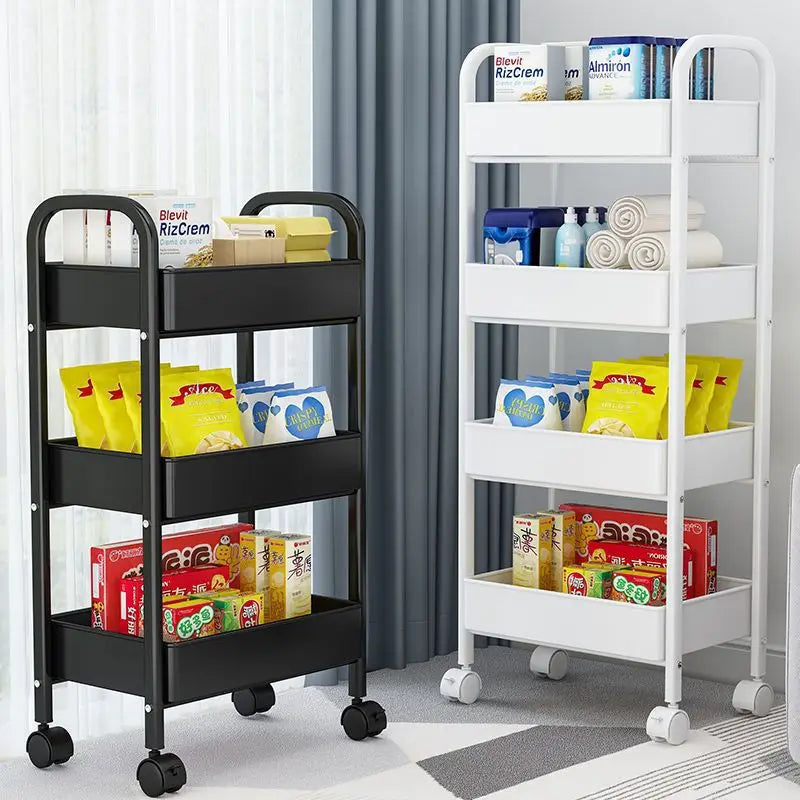 Trolley Storage Rack, Kitchen and Bedroom Floor Four-layer Snack Rack, Household Mobile Baby Products Storage Rack
