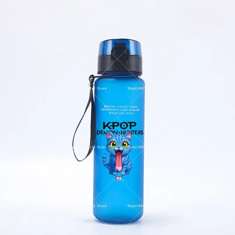 650ML KPop Demon Hunters Water Cup Boys Girl Portable Drop-proof Outdoor Fitness Jug Trend Simple Frosted Sports Water Cups Gift