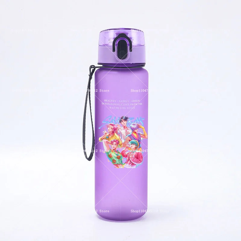 650ML KPop Demon Hunters Water Cup Boys Girl Portable Drop-proof Outdoor Fitness Jug Trend Simple Frosted Sports Water Cups Gift