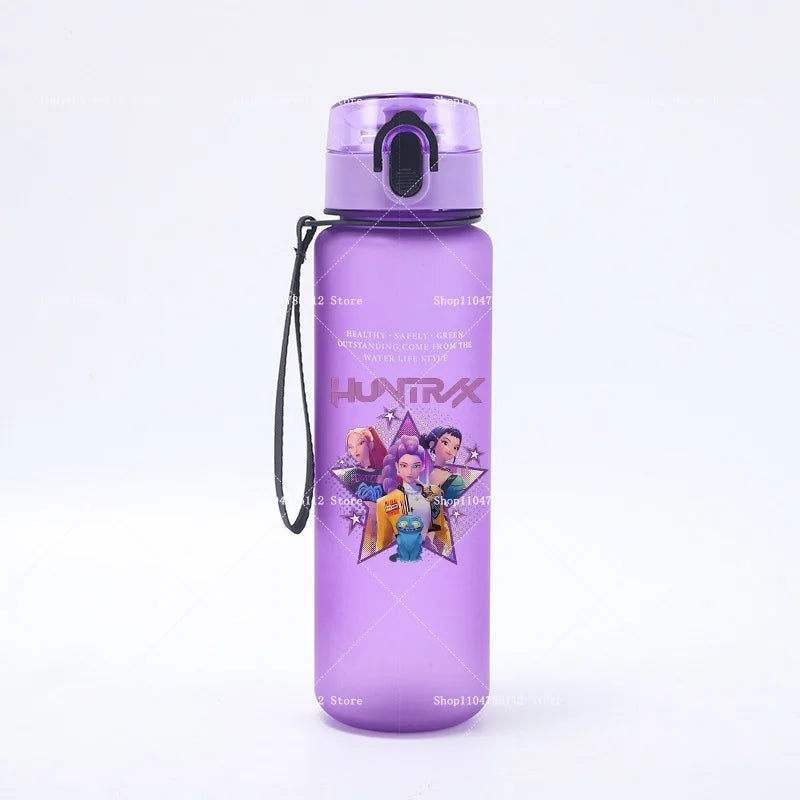650ML KPop Demon Hunters Water Cup Boys Girl Portable Drop-proof Outdoor Fitness Jug Trend Simple Frosted Sports Water Cups Gift