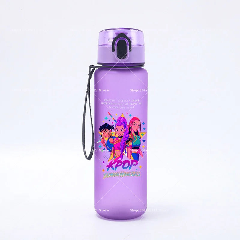650ML KPop Demon Hunters Water Cup Boys Girl Portable Drop-proof Outdoor Fitness Jug Trend Simple Frosted Sports Water Cups Gift