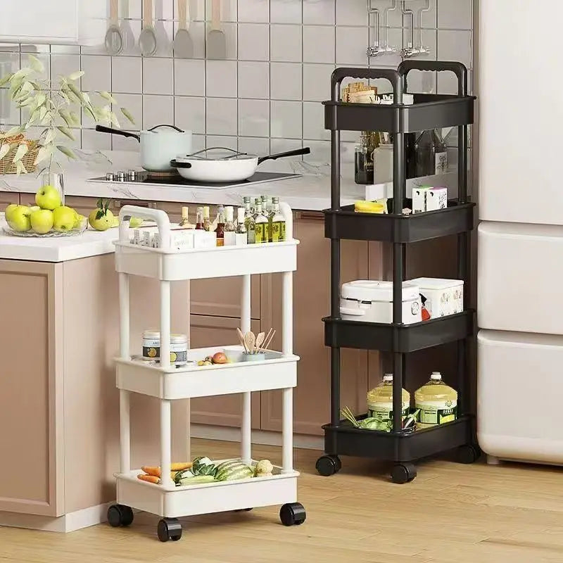 Trolley Storage Rack, Kitchen and Bedroom Floor Four-layer Snack Rack, Household Mobile Baby Products Storage Rack