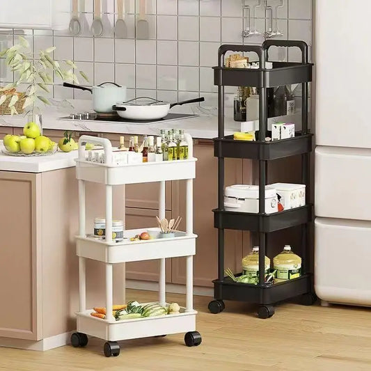 Trolley Storage Rack, Kitchen and Bedroom Floor Four-layer Snack Rack, Household Mobile Baby Products Storage Rack