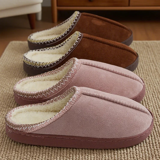 Cotton Slippers for Autumn and Winter Indoor Thick-Soled Non-Slip Couple Warm Fleece-Lined Soft Sole