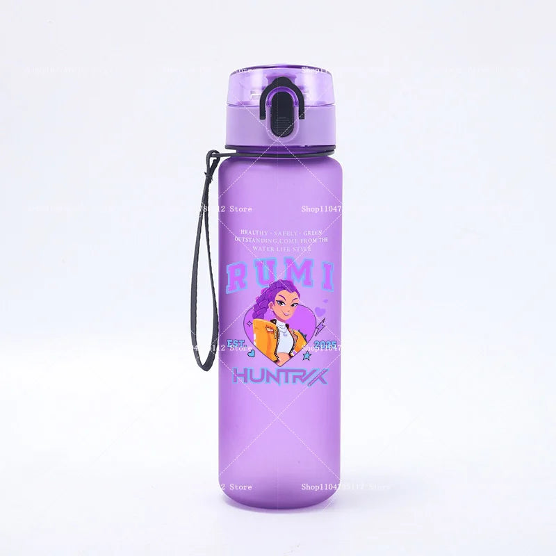 650ML KPop Demon Hunters Water Cup Boys Girl Portable Drop-proof Outdoor Fitness Jug Trend Simple Frosted Sports Water Cups Gift