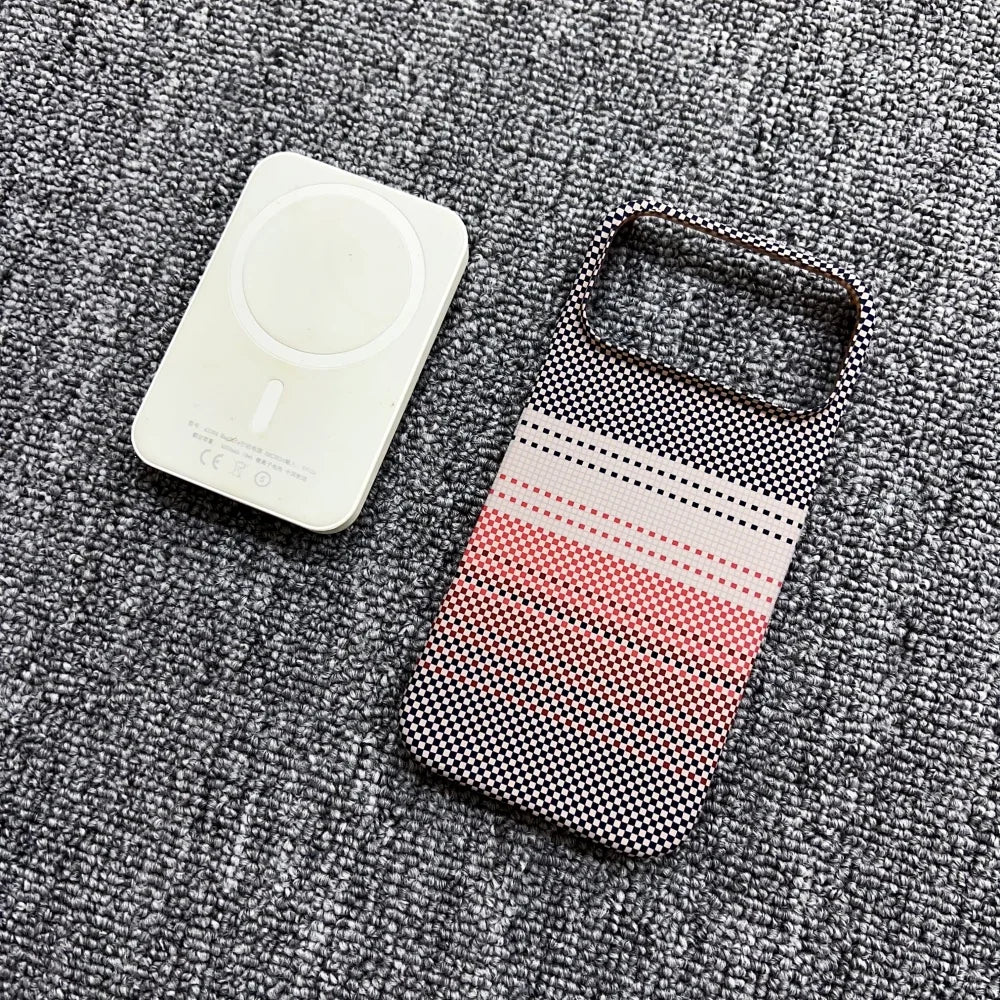 Half Border Carbon Fiber Kevlar Magsafe Magnetic Phone Case For iPhone 17 Air 16 15 14 13 12 Plus Pro Max Fashion Texture Cover