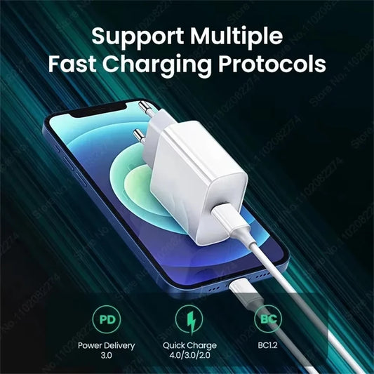 For Apple Original 40W Type C Quick Charger For iPhone 16 15 14 13 12 11 Pro Max Mini X XS XR 8 Plus Fast Charging Charge Cable